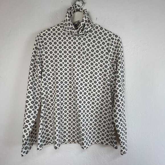 Lands' End Womens Floral Long Sleeve Turtleneck Top Medium 10-12 Stretch New - Picture 1 of 7